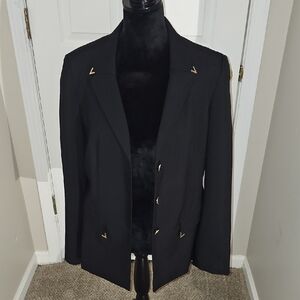 Sophisticated Black Women's Blazer with Gold Accents
